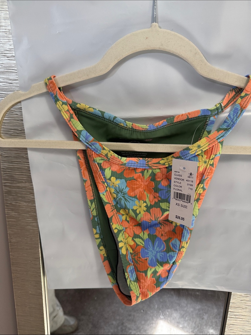 PacSun Floral Ribbed Bikini Bottom in Green, Orange & Blue